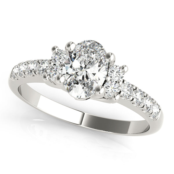 Lustrous Color Rings Oval Diamond Engagement Ring — 9K/18K Gold & Platinum