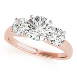 Crowned Three-Stone Round Diamond Engagement Ring — 9K/18K Gold & Platinum