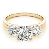 Crowned Three-Stone Round Diamond Engagement Ring — 9K/18K Gold & Platinum