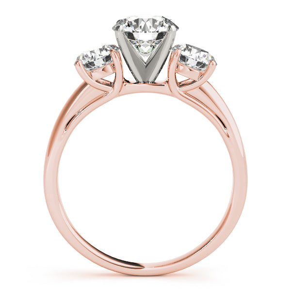 Crowned Three-Stone Round Diamond Engagement Ring — 9K/18K Gold & Platinum