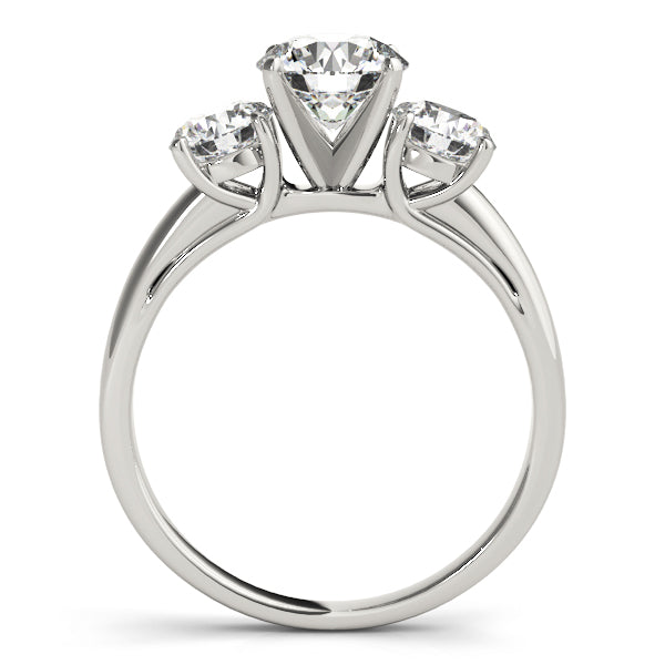 Crowned Three-Stone Round Diamond Engagement Ring — 9K/18K Gold & Platinum