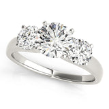 Crowned Three-Stone Round Diamond Engagement Ring — 9K/18K Gold & Platinum