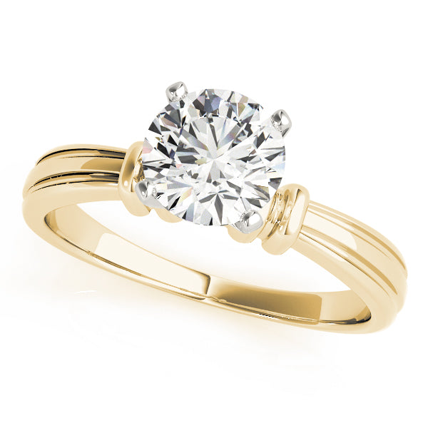 Graceful Solitaires Any Shape Round Diamond Engagement Ring — 9K/18K Gold & Platinum
