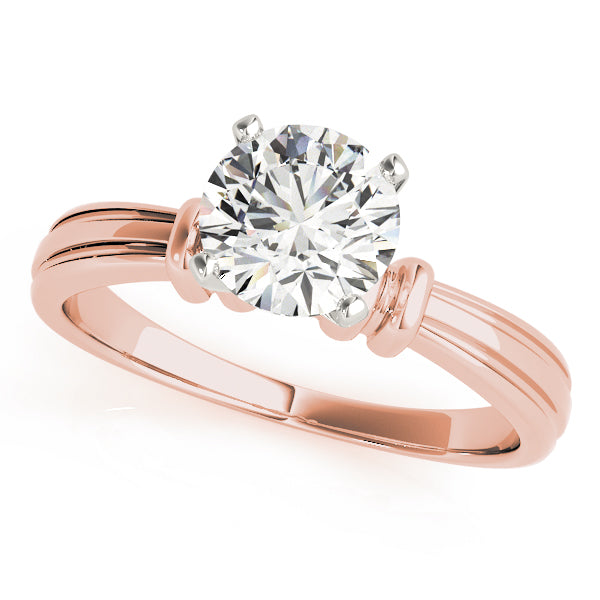 Graceful Solitaires Any Shape Round Diamond Engagement Ring — 9K/18K Gold & Platinum