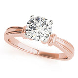 Graceful Solitaires Any Shape Round Diamond Engagement Ring — 9K/18K Gold & Platinum