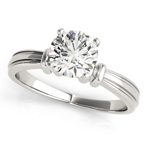 Graceful Solitaires Any Shape Round Diamond Engagement Ring — 9K/18K Gold & Platinum