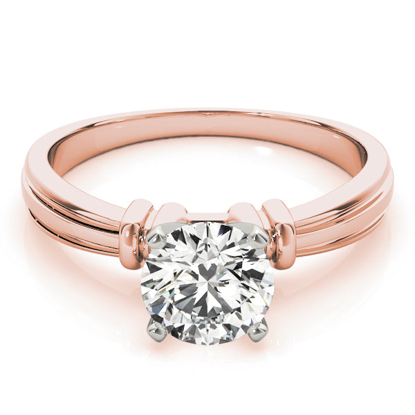 Graceful Solitaires Any Shape Round Diamond Engagement Ring — 9K/18K Gold & Platinum