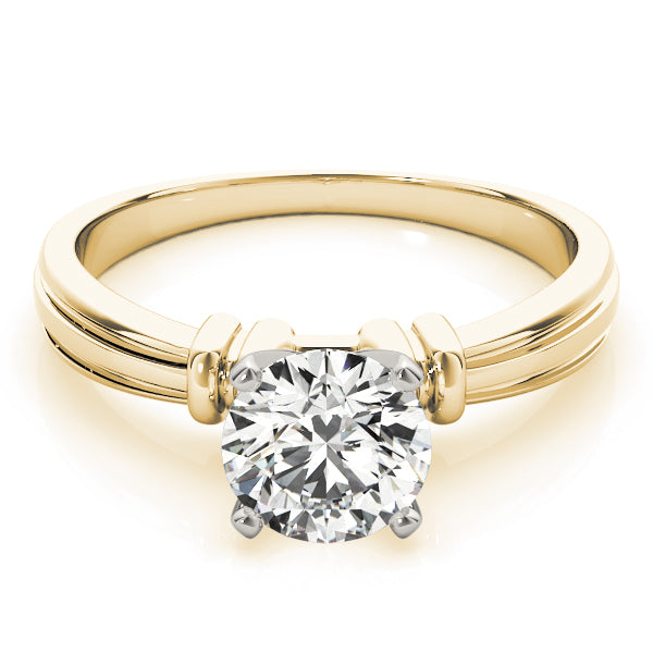 Graceful Solitaires Any Shape Round Diamond Engagement Ring — 9K/18K Gold & Platinum