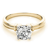 Graceful Solitaires Any Shape Round Diamond Engagement Ring — 9K/18K Gold & Platinum