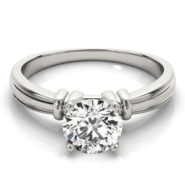 Graceful Solitaires Any Shape Round Diamond Engagement Ring — 9K/18K Gold & Platinum