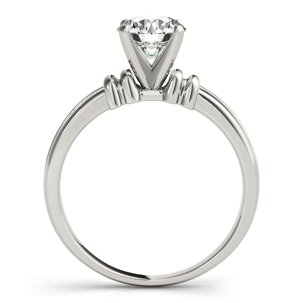 Graceful Solitaires Any Shape Round Diamond Engagement Ring — 9K/18K Gold & Platinum