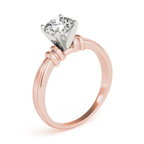 Graceful Solitaires Any Shape Round Diamond Engagement Ring — 9K/18K Gold & Platinum