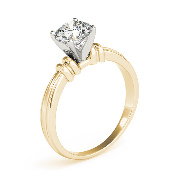 Graceful Solitaires Any Shape Round Diamond Engagement Ring — 9K/18K Gold & Platinum