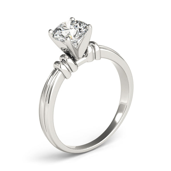 Graceful Solitaires Any Shape Round Diamond Engagement Ring — 9K/18K Gold & Platinum