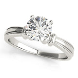 Graceful Solitaires Any Shape Round Diamond Engagement Ring — 9K/18K Gold & Platinum