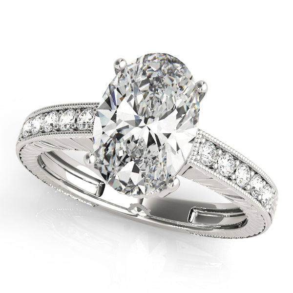 Splendid Antique Oval Diamond Engagement Ring — 9K/18K Gold & Platinum