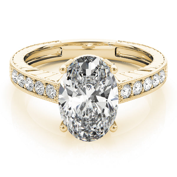 Splendid Antique Oval Diamond Engagement Ring — 9K/18K Gold & Platinum