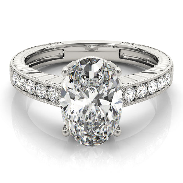 Splendid Antique Oval Diamond Engagement Ring — 9K/18K Gold & Platinum