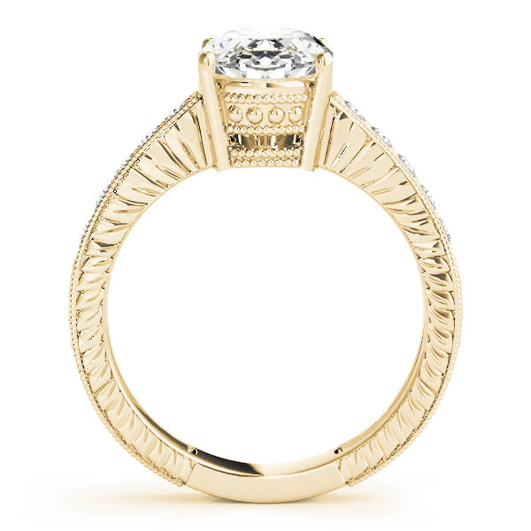 Splendid Antique Oval Diamond Engagement Ring — 9K/18K Gold & Platinum