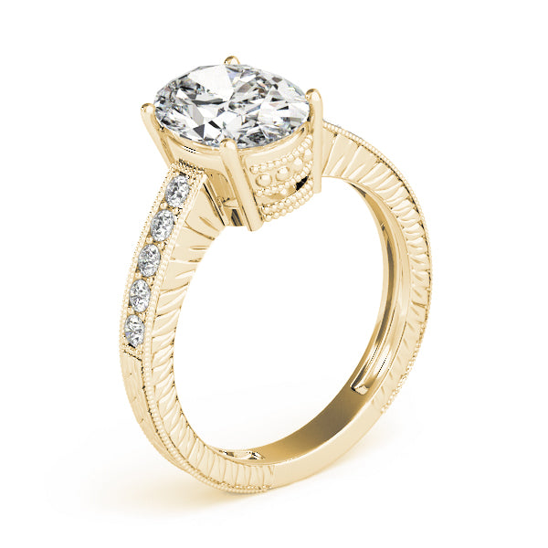 Splendid Antique Oval Diamond Engagement Ring — 9K/18K Gold & Platinum