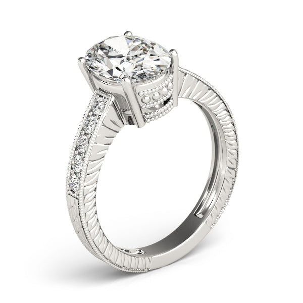 Splendid Antique Oval Diamond Engagement Ring — 9K/18K Gold & Platinum