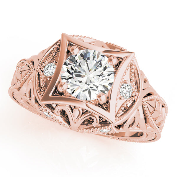 Devoted Antique Round Diamond Engagement Ring — 9K/18K Gold & Platinum