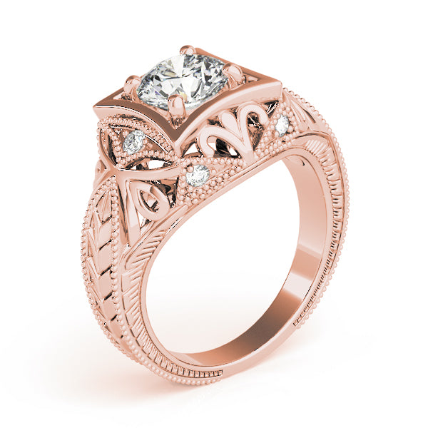 Devoted Antique Round Diamond Engagement Ring — 9K/18K Gold & Platinum