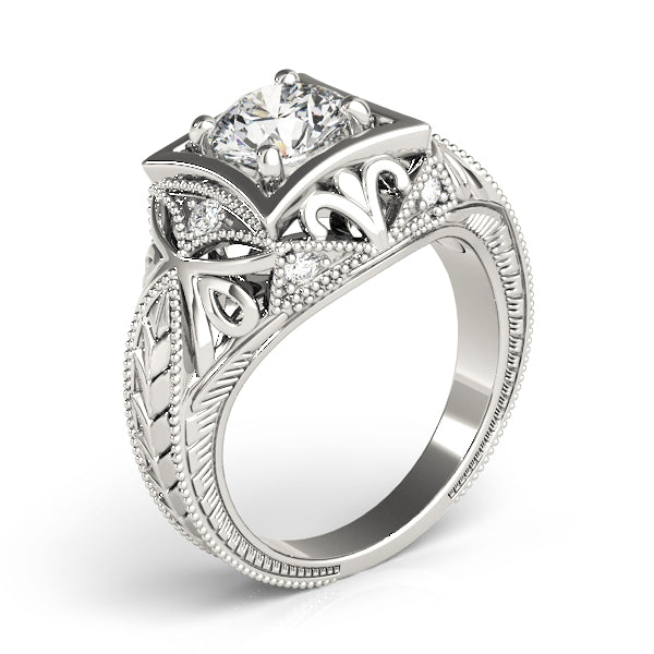 Devoted Antique Round Diamond Engagement Ring — 9K/18K Gold & Platinum