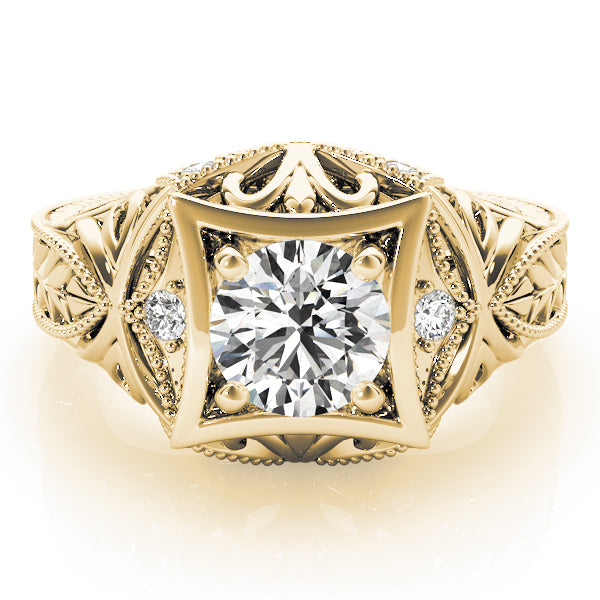Devoted Antique Round Diamond Engagement Ring — 9K/18K Gold & Platinum