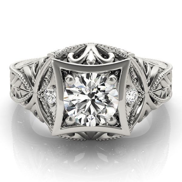 Devoted Antique Round Diamond Engagement Ring — 9K/18K Gold & Platinum