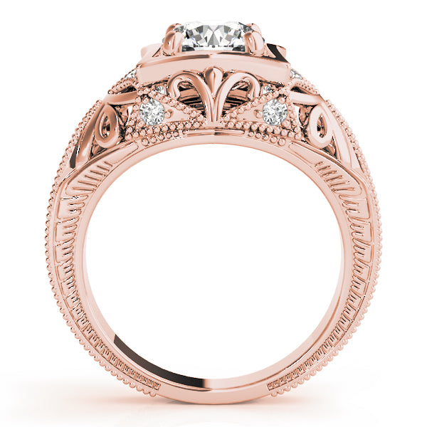 Devoted Antique Round Diamond Engagement Ring — 9K/18K Gold & Platinum