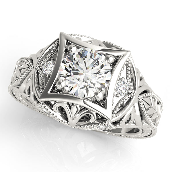 Devoted Antique Round Diamond Engagement Ring — 9K/18K Gold & Platinum