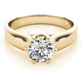 Elegant Trellis Round Diamond Engagement Ring — 9K/18K Gold & Platinum