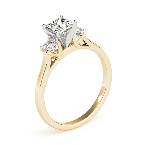 Vintage-Inspired Three-Stone Princess Diamond Engagement Ring — 9K/18K Gold & Platinum