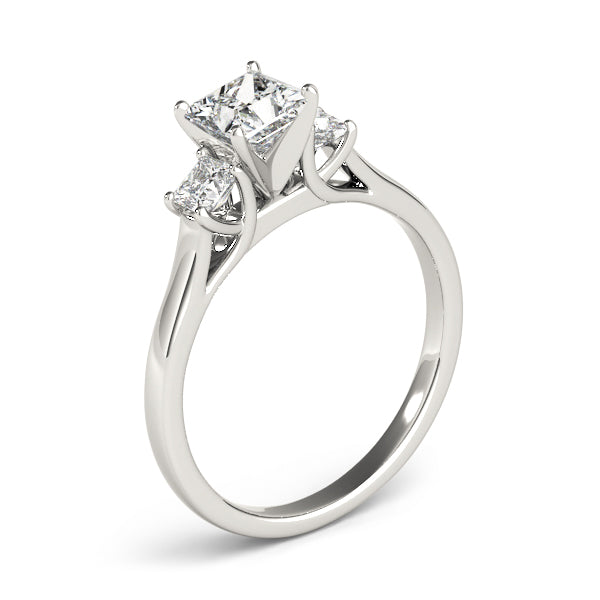 Vintage-Inspired Three-Stone Princess Diamond Engagement Ring — 9K/18K Gold & Platinum