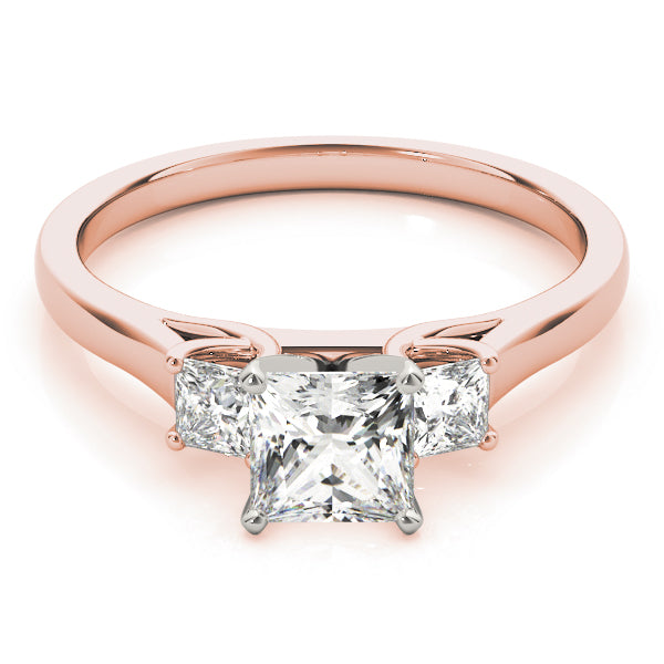 Vintage-Inspired Three-Stone Princess Diamond Engagement Ring — 9K/18K Gold & Platinum