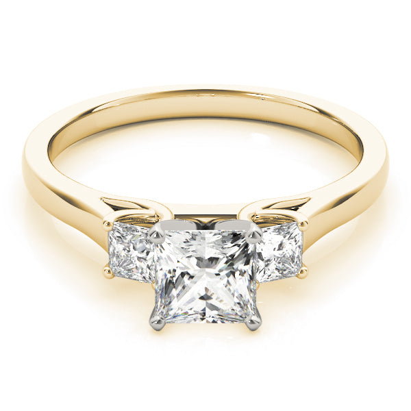 Vintage-Inspired Three-Stone Princess Diamond Engagement Ring — 9K/18K Gold & Platinum