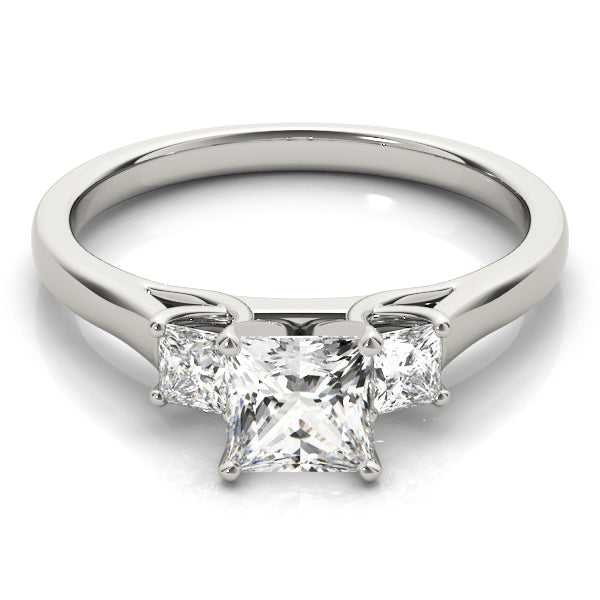 Vintage-Inspired Three-Stone Princess Diamond Engagement Ring — 9K/18K Gold & Platinum
