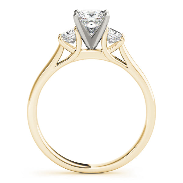 Vintage-Inspired Three-Stone Princess Diamond Engagement Ring — 9K/18K Gold & Platinum