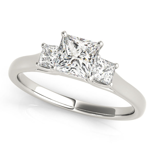 Vintage-Inspired Three-Stone Princess Diamond Engagement Ring — 9K/18K Gold & Platinum