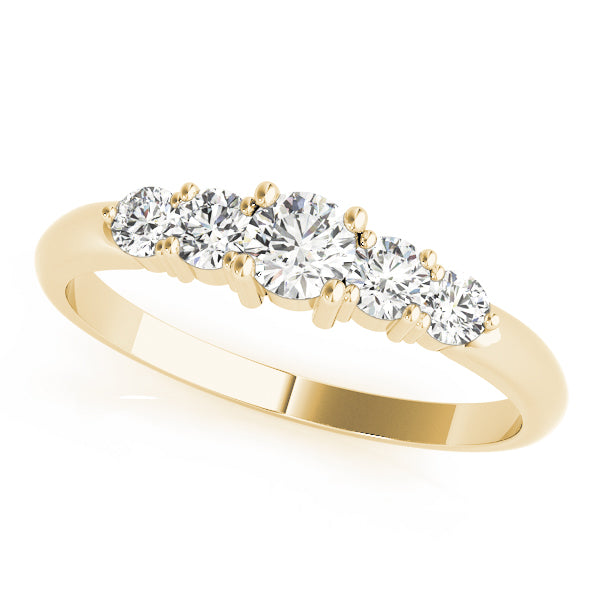 5-Stone Prong Set Half Eternity Ring in Gold & Platinum
