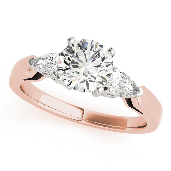 Refined Three-Stone Pear Diamond Engagement Ring — 9K/18K Gold & Platinum