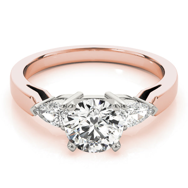 Refined Three-Stone Pear Diamond Engagement Ring — 9K/18K Gold & Platinum