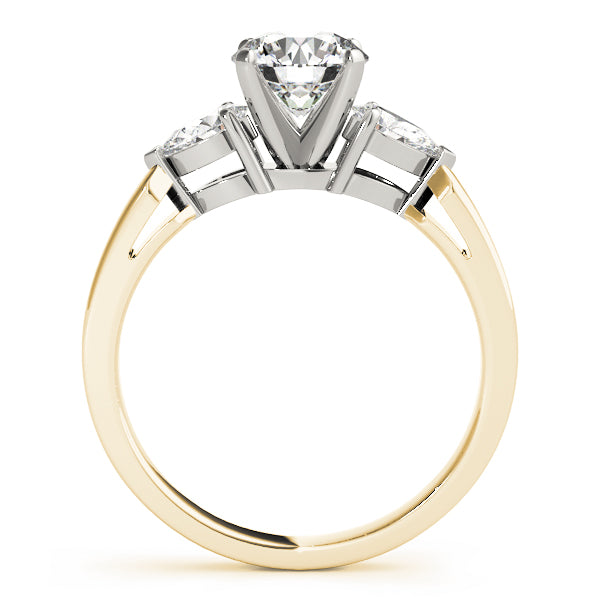 Refined Three-Stone Pear Diamond Engagement Ring — 9K/18K Gold & Platinum