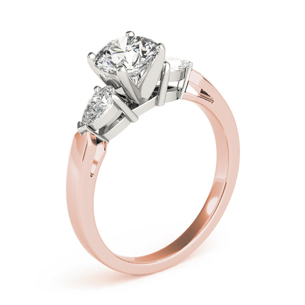 Refined Three-Stone Pear Diamond Engagement Ring — 9K/18K Gold & Platinum