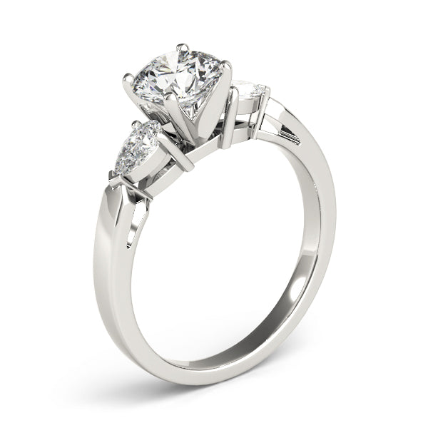 Refined Three-Stone Pear Diamond Engagement Ring — 9K/18K Gold & Platinum