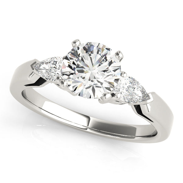 Refined Three-Stone Pear Diamond Engagement Ring — 9K/18K Gold & Platinum