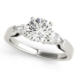 Refined Three-Stone Pear Diamond Engagement Ring — 9K/18K Gold & Platinum
