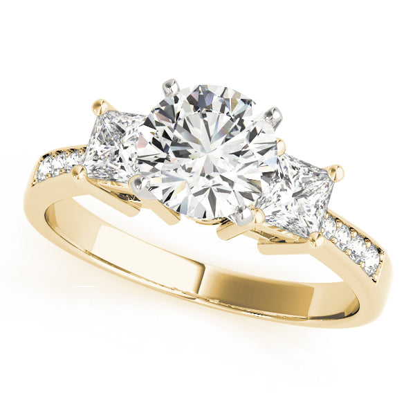 Iconic Three-Stone Princess Diamond Engagement Ring — 9K/18K Gold & Platinum