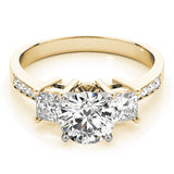 Iconic Three-Stone Princess Diamond Engagement Ring — 9K/18K Gold & Platinum